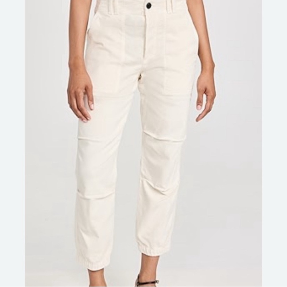 Vince. White Cotton Blend Front Pockets Zip Fly Button Ankle Pants 27